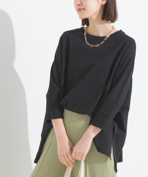 OMNES(オムネス)の「冷感シルクタッチドルマンスリーブ6分袖プルオーバー(Tシャツ/カットソー・レディース・ブラック/ベージュ/ホワイト/ピンク/ブラウン・FREE)」の3枚目の写真