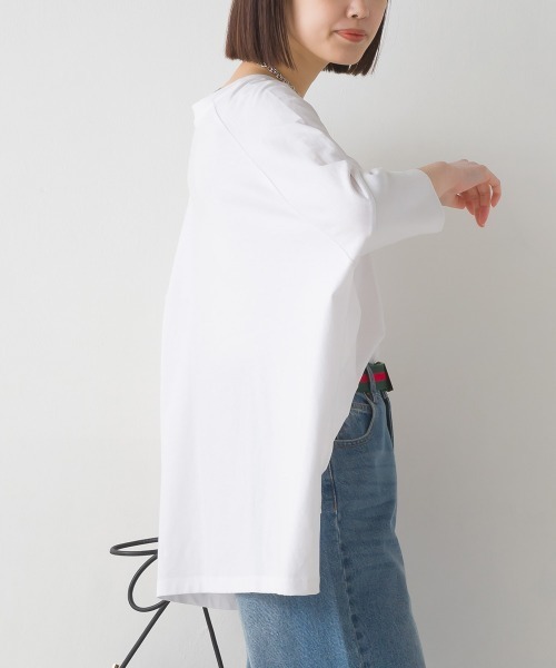 OMNES(オムネス)の「冷感シルクタッチドルマンスリーブ6分袖プルオーバー(Tシャツ/カットソー・レディース・ブラック/ベージュ/ホワイト/ピンク/ブラウン・FREE)」の7枚目の写真