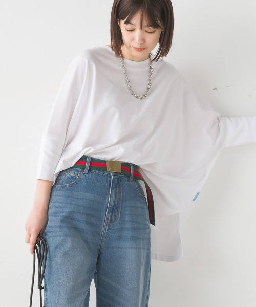 OMNES(オムネス)の「冷感シルクタッチドルマンスリーブ6分袖プルオーバー(Tシャツ/カットソー・レディース・ブラック/ベージュ/ホワイト/ピンク/ブラウン・FREE)」の8枚目の写真
