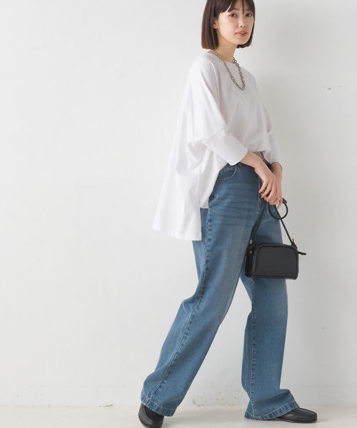 OMNES(オムネス)の「冷感シルクタッチドルマンスリーブ6分袖プルオーバー(Tシャツ/カットソー・レディース・ブラック/ベージュ/ホワイト/ピンク/ブラウン・FREE)」の10枚目の写真