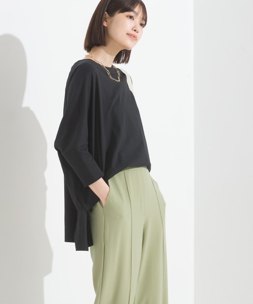OMNES(オムネス)の「冷感シルクタッチドルマンスリーブ6分袖プルオーバー(Tシャツ/カットソー・レディース・ブラック/ベージュ/ホワイト/ピンク/ブラウン・FREE)」の12枚目の写真