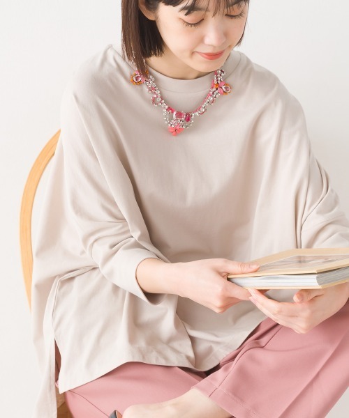 OMNES(オムネス)の「冷感シルクタッチドルマンスリーブ6分袖プルオーバー(Tシャツ/カットソー・レディース・ブラック/ベージュ/ホワイト/ピンク/ブラウン・FREE)」の20枚目の写真