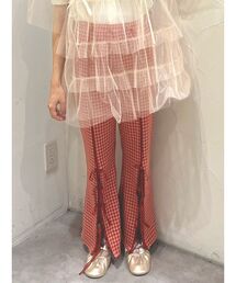 merry jenny | チェックスリットリボンカットパンツ(スラックス)