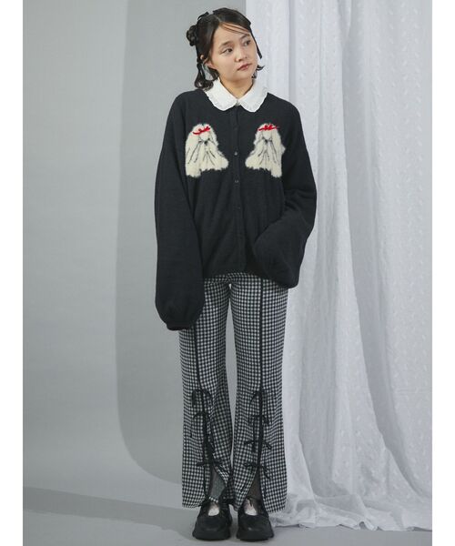 【セール】チェックスリットリボンカットパンツ（スラックス）｜merry jenny（メリージェニー）