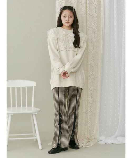 【セール】チェックスリットリボンカットパンツ（スラックス）｜merry jenny（メリージェニー）