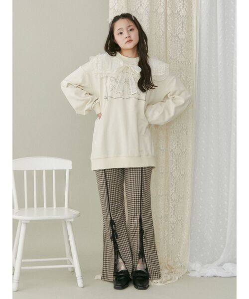 【セール】チェックスリットリボンカットパンツ（スラックス）｜merry jenny（メリージェニー）