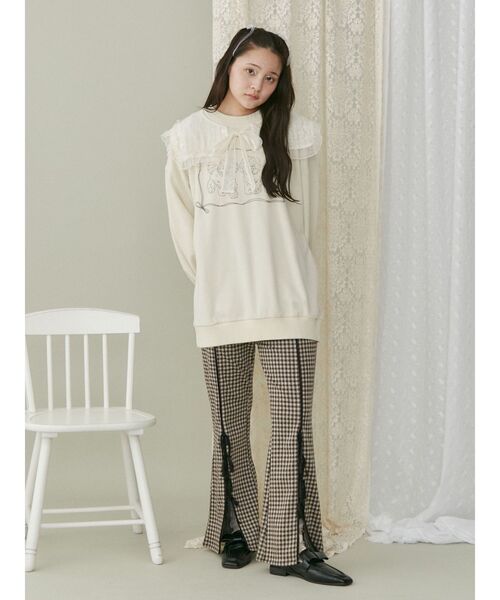 【セール】チェックスリットリボンカットパンツ（スラックス）｜merry jenny（メリージェニー）