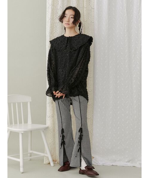 【セール】チェックスリットリボンカットパンツ（スラックス）｜merry jenny（メリージェニー）