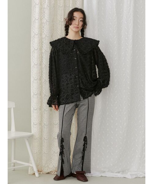 【セール】チェックスリットリボンカットパンツ（スラックス）｜merry jenny（メリージェニー）