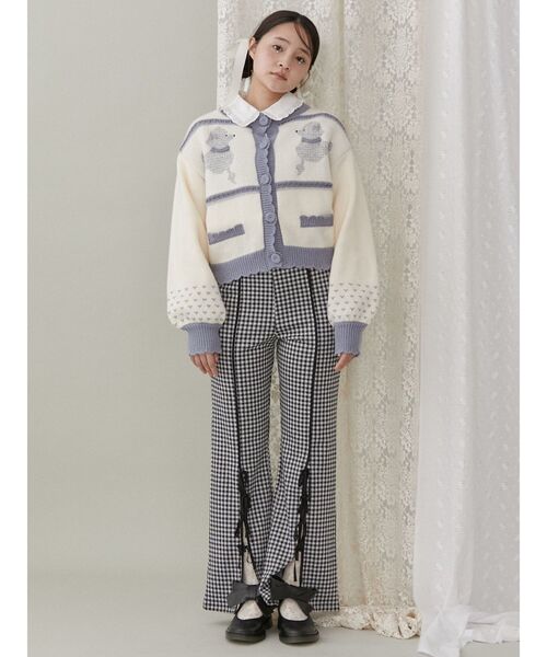 【セール】チェックスリットリボンカットパンツ（スラックス）｜merry jenny（メリージェニー）