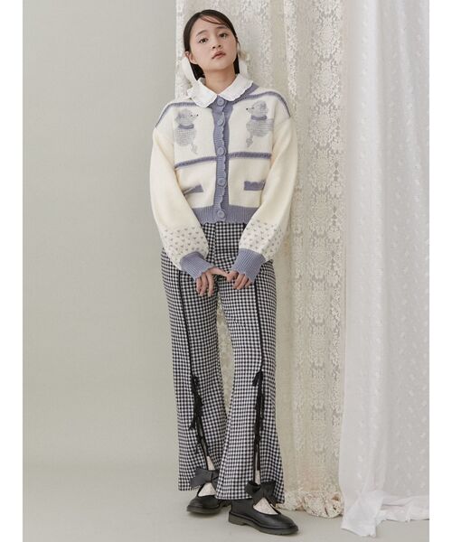 【セール】チェックスリットリボンカットパンツ（スラックス）｜merry jenny（メリージェニー）