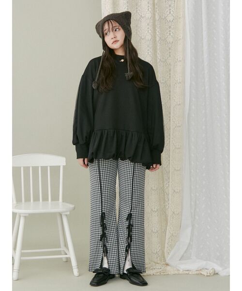 【セール】チェックスリットリボンカットパンツ（スラックス）｜merry jenny（メリージェニー）