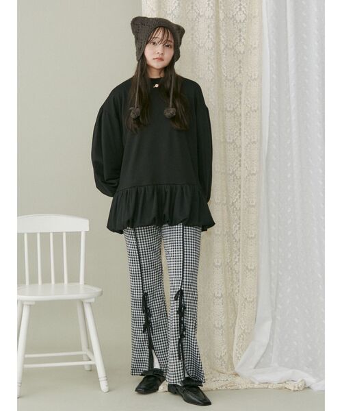 【セール】チェックスリットリボンカットパンツ（スラックス）｜merry jenny（メリージェニー）