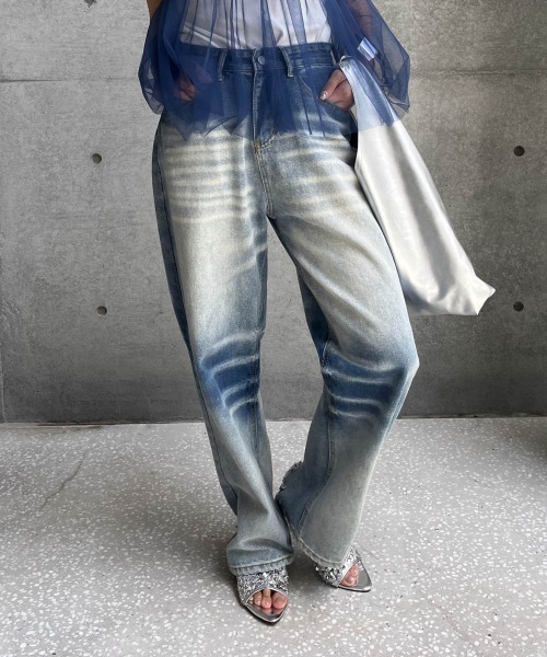 ENIM BY VICKY(エニムバイビッキー)の「ビンテージ加工デニムパンツ《洗濯機で洗える》(デニムパンツ・レディース・ブルー・M/L)」の20枚目の写真