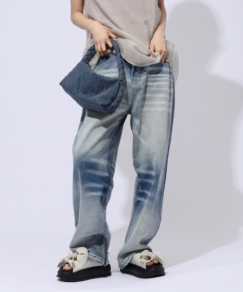 ENIM BY VICKY(エニムバイビッキー)の「ビンテージ加工デニムパンツ《洗濯機で洗える》(デニムパンツ・レディース・ブルー・M/L)」の7枚目の写真