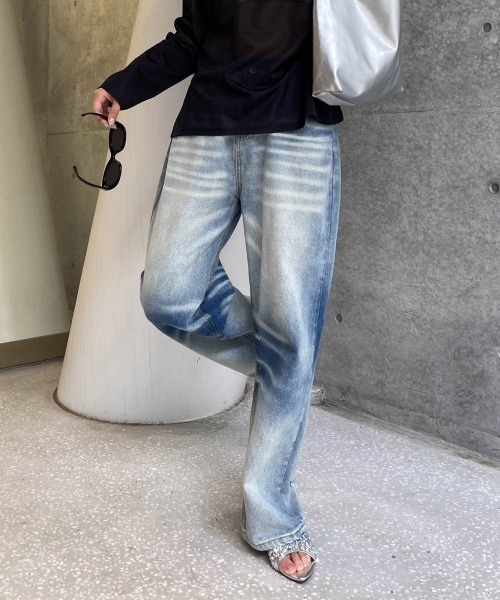 ENIM BY VICKY(エニムバイビッキー)の「ビンテージ加工デニムパンツ《洗濯機で洗える》(デニムパンツ・レディース・ブルー・M/L)」の19枚目の写真