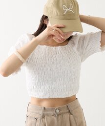 [mline]レース刺繍ギャザーブラウス