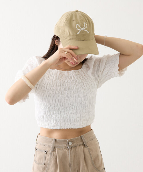 mline（エムライン）の「[mline]レース刺繍ギャザーブラウス（シャツ/ブラウス・レディース・ブラック/イエロー/オフホワイト・FREE）」の5枚目の写真