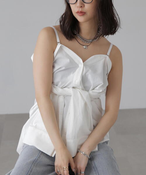 FREE'S MART（フリーズマート）の「◆2WAYオフショルシャツ（シャツ/ブラウス・レディース・ブルー系その他/ホワイト/ブルー・FREE）」の2枚目の写真