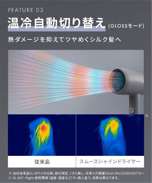 SALONIA(サロニア)の「SALONIA サロニア スムースシャインドライヤー 大風量 速乾(美容器具・レディース・ブラック/グレー/ホワイト/ピンク・ONESIZE)」の14枚目の写真