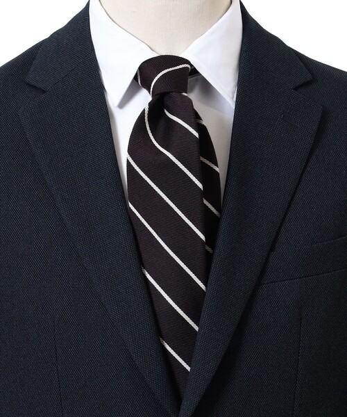 B:MING by BEAMS（ビーミングバイビームス）の「ウールシルク ストライプ ネクタイ 24AW（ネクタイ・メンズ・グレー/ブラウン/ダークブラウン/グリーン/ダークグリーン/ブルー/ブルー系その他4/ネイビー・ONE SIZE）」の3枚目の写真