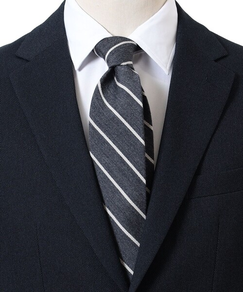 B:MING by BEAMS（ビーミングバイビームス）の「ウールシルク ストライプ ネクタイ 24AW（ネクタイ・メンズ・グレー/ブラウン/ダークブラウン/グリーン/ダークグリーン/ブルー/ブルー系その他4/ネイビー・ONE SIZE）」の2枚目の写真