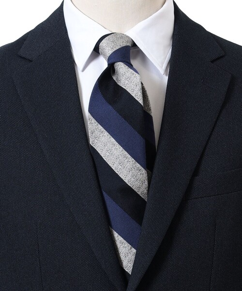 B:MING by BEAMS（ビーミングバイビームス）の「ウールシルク ストライプ ネクタイ 24AW（ネクタイ・メンズ・グレー/ブラウン/ダークブラウン/グリーン/ダークグリーン/ブルー/ブルー系その他4/ネイビー・ONE SIZE）」の7枚目の写真