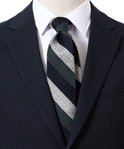 B:MING by BEAMS（ビーミングバイビームス）の「ウールシルク ストライプ ネクタイ 24AW（ネクタイ・メンズ・グレー/ブラウン/ダークブラウン/グリーン/ダークグリーン/ブルー/ブルー系その他4/ネイビー・ONE SIZE）」の4枚目の写真