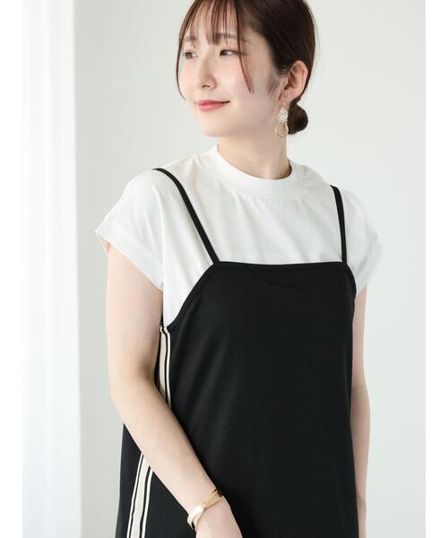 Te chichi TERRASSE（テチチテラス）の「【吸水速乾・接触冷感】ハイネックフレンチスリーブTシャツ（Tシャツ/カットソー・レディース・オフホワイト/チャコールグレー/ベージュ・F）」の2枚目の写真