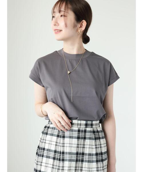 Te chichi TERRASSE（テチチテラス）の「【吸水速乾・接触冷感】ハイネックフレンチスリーブTシャツ（Tシャツ/カットソー・レディース・オフホワイト/チャコールグレー/ベージュ・F）」の20枚目の写真