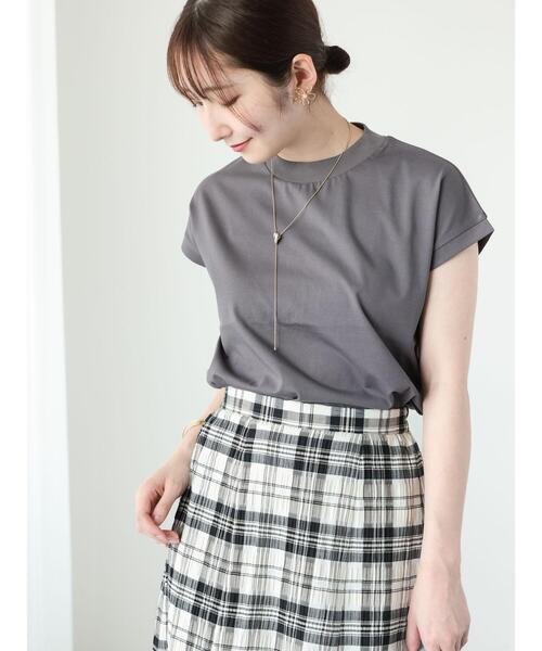 Te chichi TERRASSE（テチチテラス）の「【吸水速乾・接触冷感】ハイネックフレンチスリーブTシャツ（Tシャツ/カットソー・レディース・オフホワイト/チャコールグレー/ベージュ・F）」の21枚目の写真