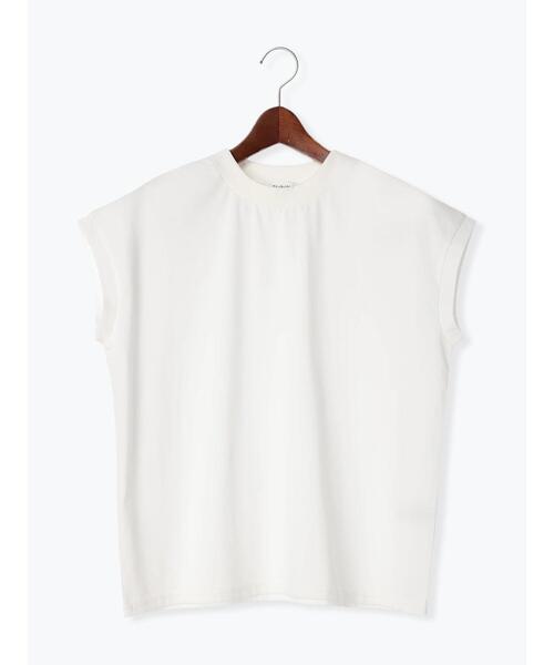 Te chichi TERRASSE（テチチテラス）の「【吸水速乾・接触冷感】ハイネックフレンチスリーブTシャツ（Tシャツ/カットソー・レディース・オフホワイト/チャコールグレー/ベージュ・F）」の22枚目の写真