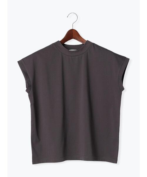 Te chichi TERRASSE（テチチテラス）の「【吸水速乾・接触冷感】ハイネックフレンチスリーブTシャツ（Tシャツ/カットソー・レディース・オフホワイト/チャコールグレー/ベージュ・F）」の5枚目の写真