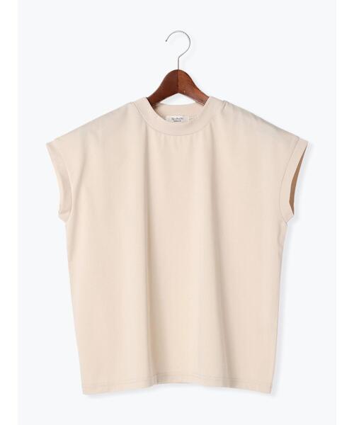 Te chichi TERRASSE（テチチテラス）の「【吸水速乾・接触冷感】ハイネックフレンチスリーブTシャツ（Tシャツ/カットソー・レディース・オフホワイト/チャコールグレー/ベージュ・F）」の6枚目の写真