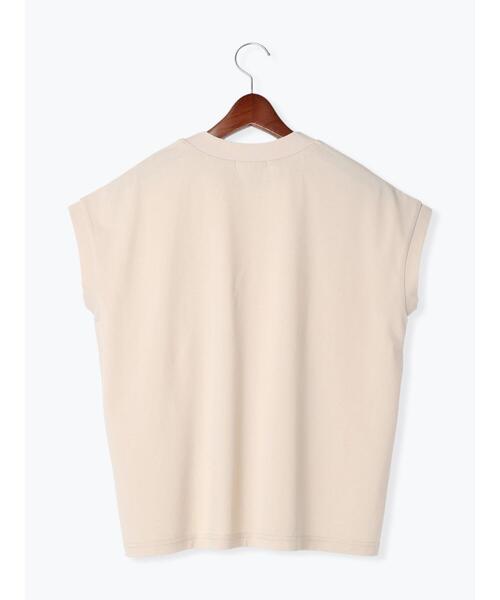 Te chichi TERRASSE（テチチテラス）の「【吸水速乾・接触冷感】ハイネックフレンチスリーブTシャツ（Tシャツ/カットソー・レディース・オフホワイト/チャコールグレー/ベージュ・F）」の7枚目の写真