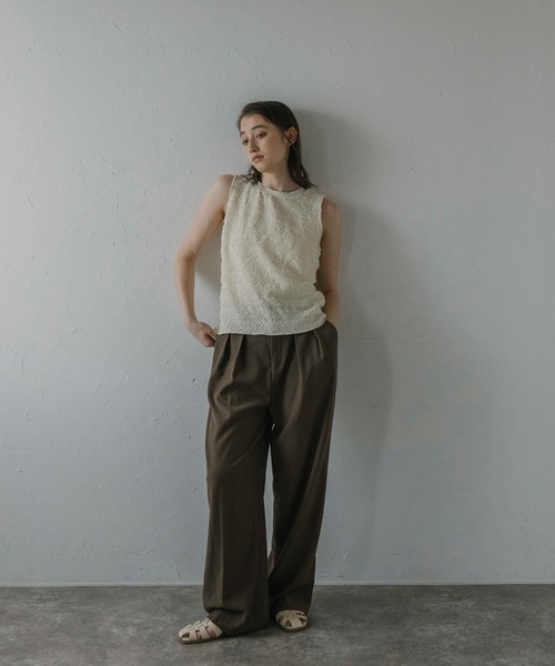 MINERTE（ミネルテ）の「【MINERTE】shirring border tops / シャーリングボーダーノースリーブトップス（タンクトップ・レディース・アイボリー/ブラック・FREE）」の22枚目の写真