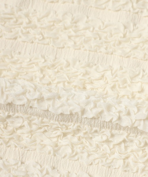 MINERTE（ミネルテ）の「【MINERTE】shirring border tops / シャーリングボーダーノースリーブトップス（タンクトップ・レディース・アイボリー/ブラック・FREE）」の5枚目の写真