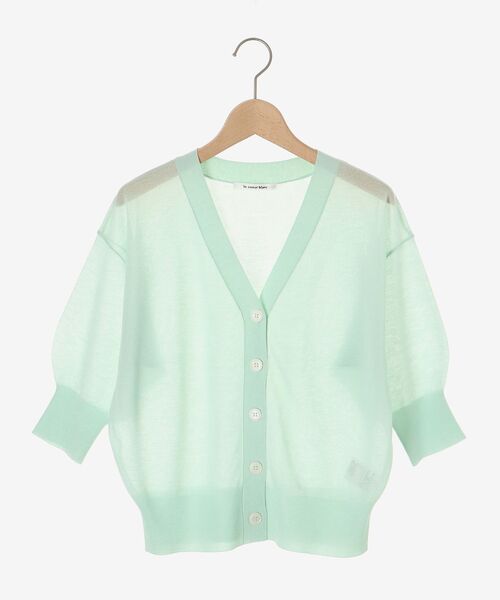 le.coeur blanc(ルクールブラン)の「シアーVネック7分袖カーディガン(カーディガン/ボレロ・レディース・オフホワイト/ミント/ラベンダー/ブラック・38)」の5枚目の写真