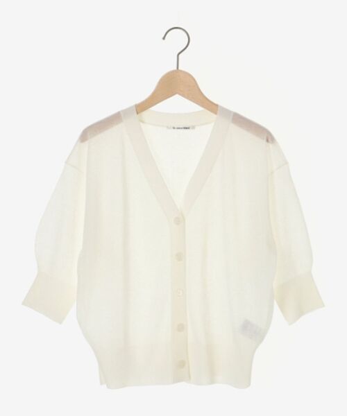 le.coeur blanc(ルクールブラン)の「シアーVネック7分袖カーディガン(カーディガン/ボレロ・レディース・オフホワイト/ミント/ラベンダー/ブラック・38)」の11枚目の写真