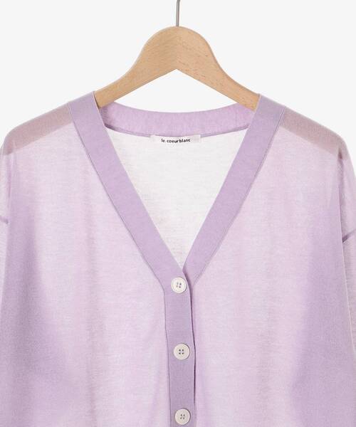 le.coeur blanc(ルクールブラン)の「シアーVネック7分袖カーディガン(カーディガン/ボレロ・レディース・オフホワイト/ミント/ラベンダー/ブラック・38)」の19枚目の写真