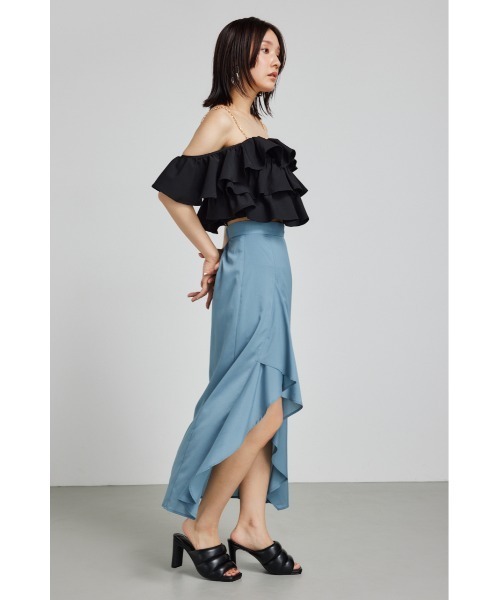 rienda チェックフリルスリットスコートショートパンツ グレー rienda | チェックフリルスリットスコートショートパンツ (パンツ