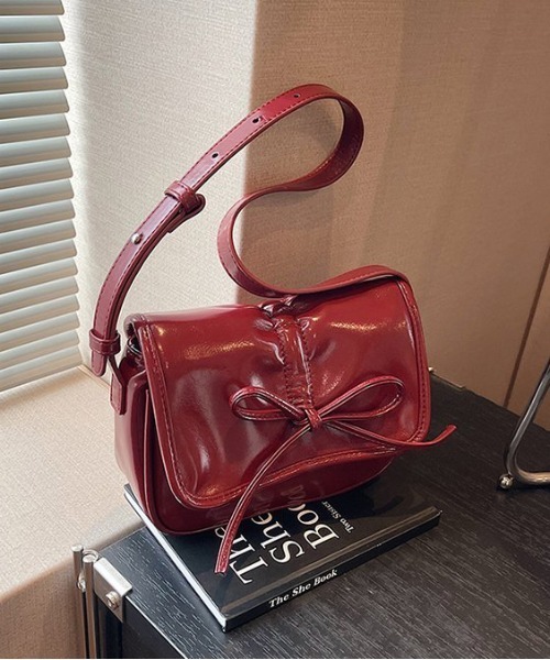 gossip!ロサンゼルス(ゴシップロサンゼルス)の「Y2K 紐リボン ミニショルダーバッグ(ショルダーバッグ・レディース・シルバー/ワイン/ライトグレー/ブラック/オフホワイト/レッド・FREE)」の14枚目の写真