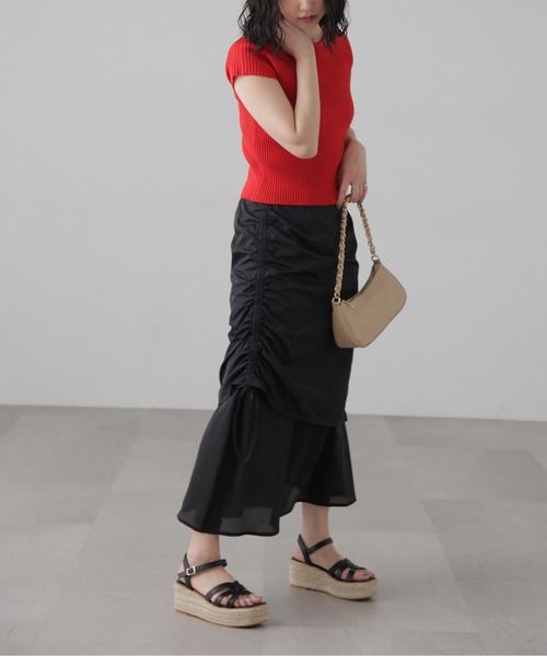 FREE'S MART（フリーズマート）の「シアーレイヤードドロストスカート（スカート・レディース・ブラック/グレー・SMALL/MEDIUM）」の3枚目の写真