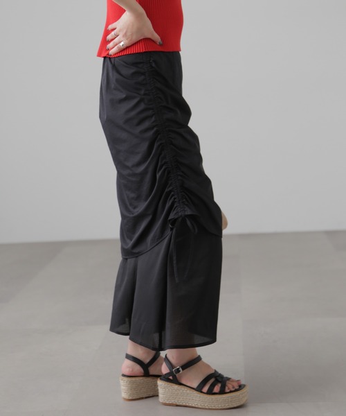 FREE'S MART（フリーズマート）の「シアーレイヤードドロストスカート（スカート・レディース・ブラック/グレー・SMALL/MEDIUM）」の4枚目の写真