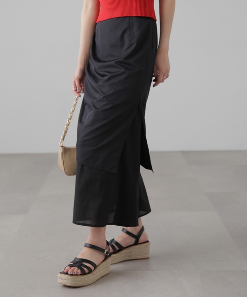 FREE'S MART（フリーズマート）の「シアーレイヤードドロストスカート（スカート・レディース・ブラック/グレー・SMALL/MEDIUM）」の5枚目の写真