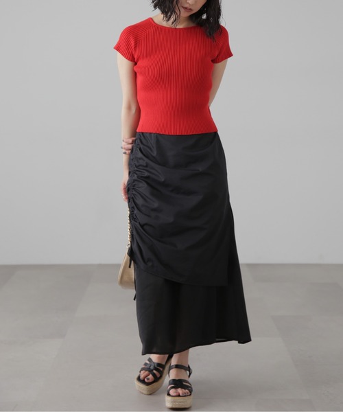 FREE'S MART（フリーズマート）の「シアーレイヤードドロストスカート（スカート・レディース・ブラック/グレー・SMALL/MEDIUM）」の7枚目の写真