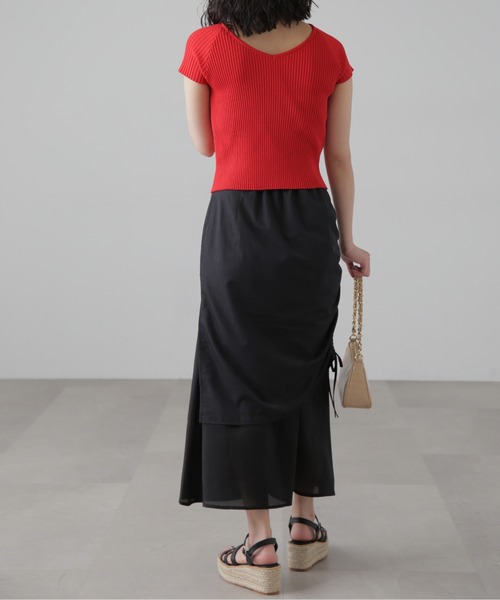 FREE'S MART（フリーズマート）の「シアーレイヤードドロストスカート（スカート・レディース・ブラック/グレー・SMALL/MEDIUM）」の9枚目の写真