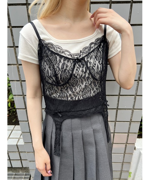 WC(ダブル シー)の「ガーターデザインレースビスチェ(ベスト・レディース・ブラック/ホワイト・FREE)」の18枚目の写真