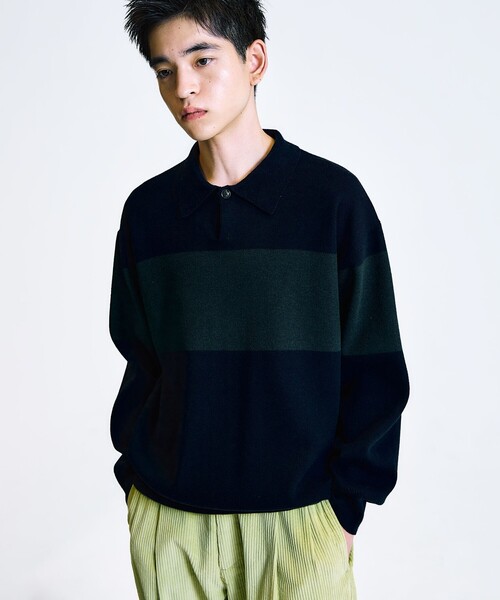 【セール】City Ambient Products:〈手洗い可能〉リラックス 1ボタン ニットポロシャツ(ポロシャツ)|City Ambient Products(シティアンビエントプロダクツ)