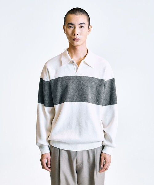 City Ambient Products(シティアンビエントプロダクツ)の「City Ambient Products:〈手洗い可能〉リラックス 1ボタン ニットポロシャツ(ポロシャツ・メンズ・グレー/ナチュラル/ネイビー/ベージュ・LARGE/MEDIUM/SMALL)」の16枚目の写真